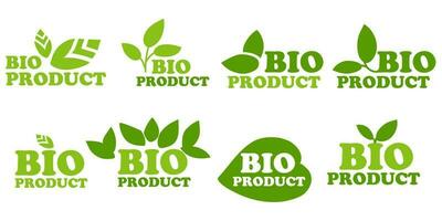 biologisch natuurlijk bio etiketten icoon set, gezond voedsel pictogrammen, bio producten, vers biologisch vegetarisch voedsel. vector illustratie. het drukken Aan verpakking voor goederen in winkels. een teken van natuurlijkheid en kwaliteit