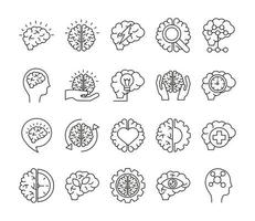 bundel hersenen organen stel pictogrammen vector