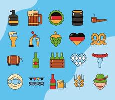 bundel van twintig oktoberfest set iconen vector