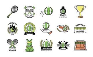 bundel van vijftien sport tennis set iconen vector