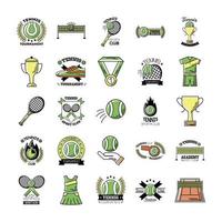 bundel van vijfentwintig sport tennis set pictogrammen vector