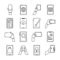 bundel van zestien smartphones-apparaten instellen pictogrammen vector