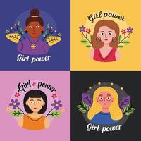 girl power vrouwen tekenfilms decorontwerp vector