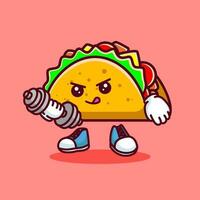 vector illustratie van kawaii taco tekenfilm karakter met halter. vector eps 10