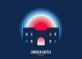 Lincoln kasteel. maanlicht illustratie van beroemd historisch, de kleur toon van de licht is gebaseerd Aan de officieel vlag vector eps 10.