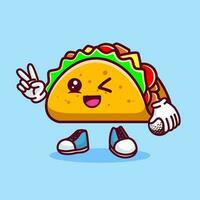 vector illustratie van kawaii taco tekenfilm karakter met stok golf en bal. vector eps 10