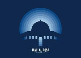 jami' al aqsa. maanlicht illustratie van beroemd historisch, de kleur toon van de licht is gebaseerd Aan de officieel vlag vector eps 10.