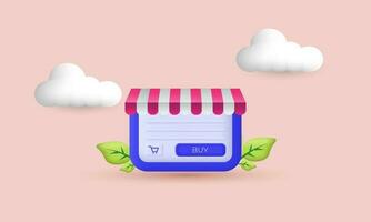 illustratie creatief online boodschappen doen grafisch elementen tekens modern icoon 3d vector geïsoleerd Aan achtergrond