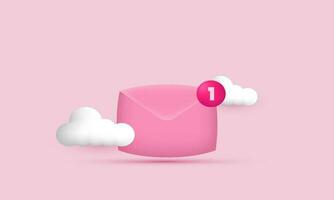 illustratie creatief roze mail envelop icoon 3d vector modern geïsoleerd Aan achtergrond