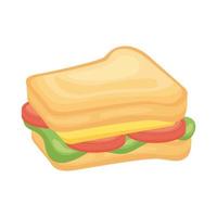 heerlijke sandwich gedetailleerde stijlicoon vector