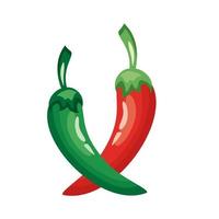 chili pepers gezonde groente gedetailleerde stijlicoon vector