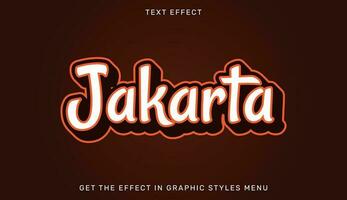 Jakarta bewerkbare tekst effect in 3d stijl. perfect voor branding en bedrijf logo vector