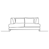 een lijn tekening doorlopend ontwerp van sofa Aan wit achtergrond. vector
