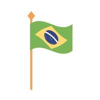 vlag van brazilië in paal platte stijlicoon vector