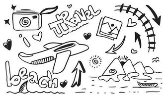 set van hand getrokken reizen doodle. vector illustration.doodle kunst wereld reizen collectie design.