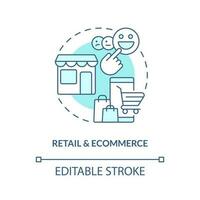 kleinhandel en ecommerce turkoois concept icoon. versie controle systeem einde gebruiker industrie abstract idee dun lijn illustratie. geïsoleerd schets tekening. bewerkbare beroerte vector