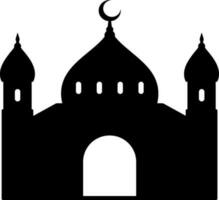 moskee vector illustratie. silhouet moskee icoon voor teken en symbool van moslim aanbidden plaats. moskee icoon van Islam religie en moslim vertrouwen. plaats van moslim naar bidden