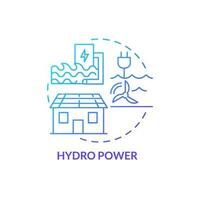 hydro macht blauw helling concept icoon. alternatief bronnen. duurzame huis met hernieuwbaar energie abstract idee dun lijn illustratie. geïsoleerd schets tekening vector