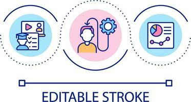 kennis acquisitie werkwijze lus concept icoon. leerling vaardigheden beoordeling abstract idee dun lijn illustratie. bijhouden leerling voortgang. geïsoleerd schets tekening. bewerkbare beroerte vector