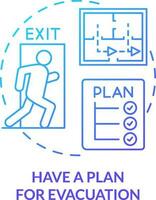 hebben plan voor evacuatie blauw helling concept icoon. ramp tip abstract idee dun lijn illustratie. weggaan huis veilig. Uitgang route. geïsoleerd schets tekening vector