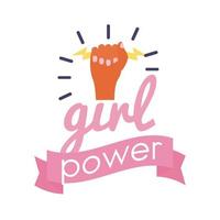 girl power feminisme belettering platte stijlicoon vector