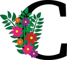 c bloemen alfabet ontwerp vector