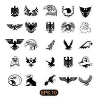 verzameling van adelaar vogel pictogrammen, adelaar ontwerp, adelaar kunsten. vogelstand silhouetten vector illustratie.