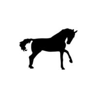 paard staan met een hoef. zwart silhouet van hengst. zoogdier dier houding Leuk vinden in wild natuur. grafisch vector element over mustang. huiselijk boerderij logo