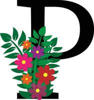 p bloemen alfabet ontwerp vector