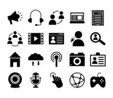 twintig social media marketing set collectie iconen vector