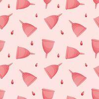 vector naadloos patroon met tekenfilm vrouw menstruatie- cups