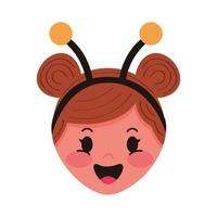 klein meisje met bijen vermomming hoofd karakter vector
