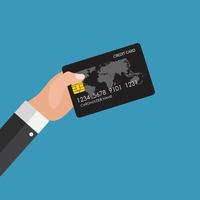 hand met creditcard financiële en online betalingen concept vector