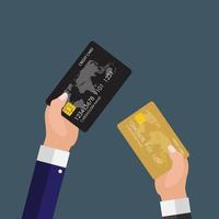 hand met creditcard financiële en online betalingen concept vector