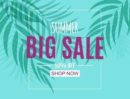abstracte zomer verkoop achtergrond met palmbladeren vector