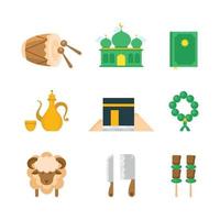 set van eid al adha iconen vector