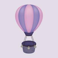 lucht ballon roze en Purper met mand. vector