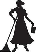 een schoonmaakster Dames vector silhouet illustratie