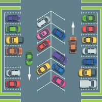 stad parkeren top visie. park ruimten voor auto's, auto parkeren zone vector illustratie