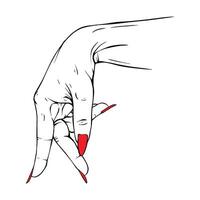 lang rood nagels hand- getrokken gebaar schetsen vector illustratie lijn kunst