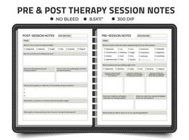 pre en post behandeling sessie notitieboekje vector