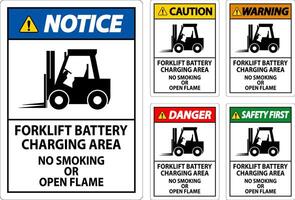 Gevaar teken heftruck accu opladen Oppervlakte, Nee roken of Open vlam vector