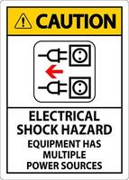 voorzichtigheid teken elektrisch schok gevaar, uitrusting heeft meerdere macht bronnen vector