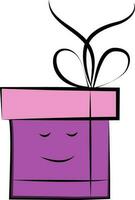 karakter van een geschenk doos in smiley gezicht. vector