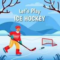 spelen buitenshuis ijs hockey Aan winter vector