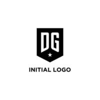 dg monogram eerste logo met meetkundig schild en ster icoon ontwerp stijl vector