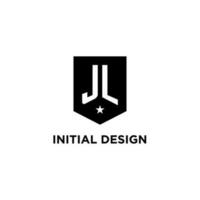 jl monogram eerste logo met meetkundig schild en ster icoon ontwerp stijl vector