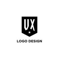 vx monogram eerste logo met meetkundig schild en ster icoon ontwerp stijl vector