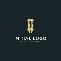 ng monogram eerste logo met fontein pen en pijler stijl vector