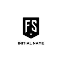 fs monogram eerste logo met meetkundig schild en ster icoon ontwerp stijl vector